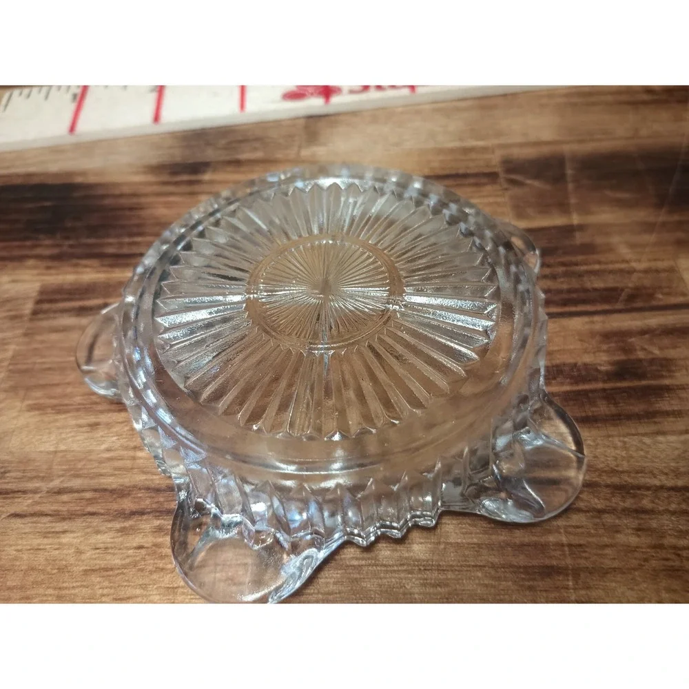 Vintage Clear Glass Ash Tray Star‎ Ribbed 3
